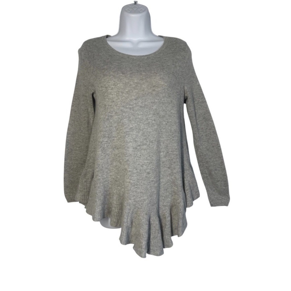 Women's Sz: XS Joie Heathered Gray Wool Cashmere Ruffle Trim Sweater